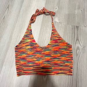 rainbow knit halter top